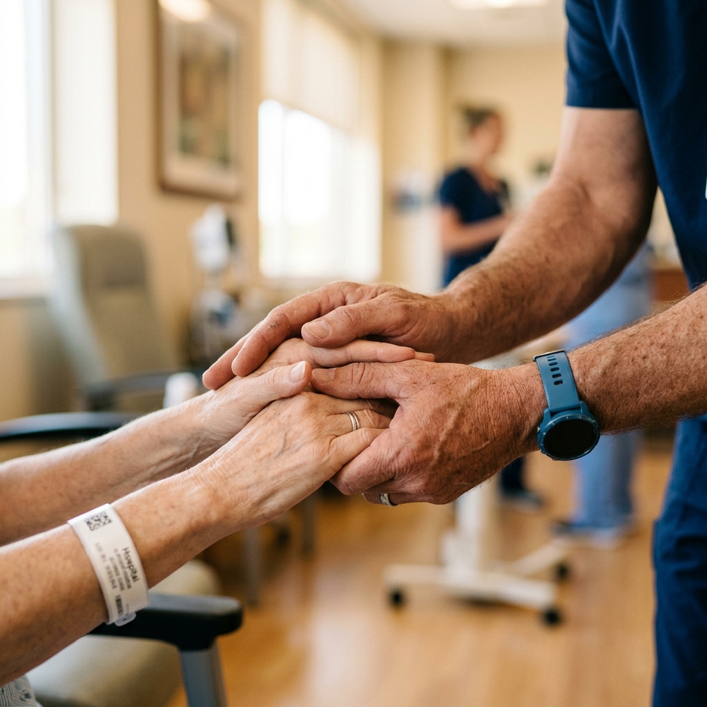 Caring hands representing medical donation