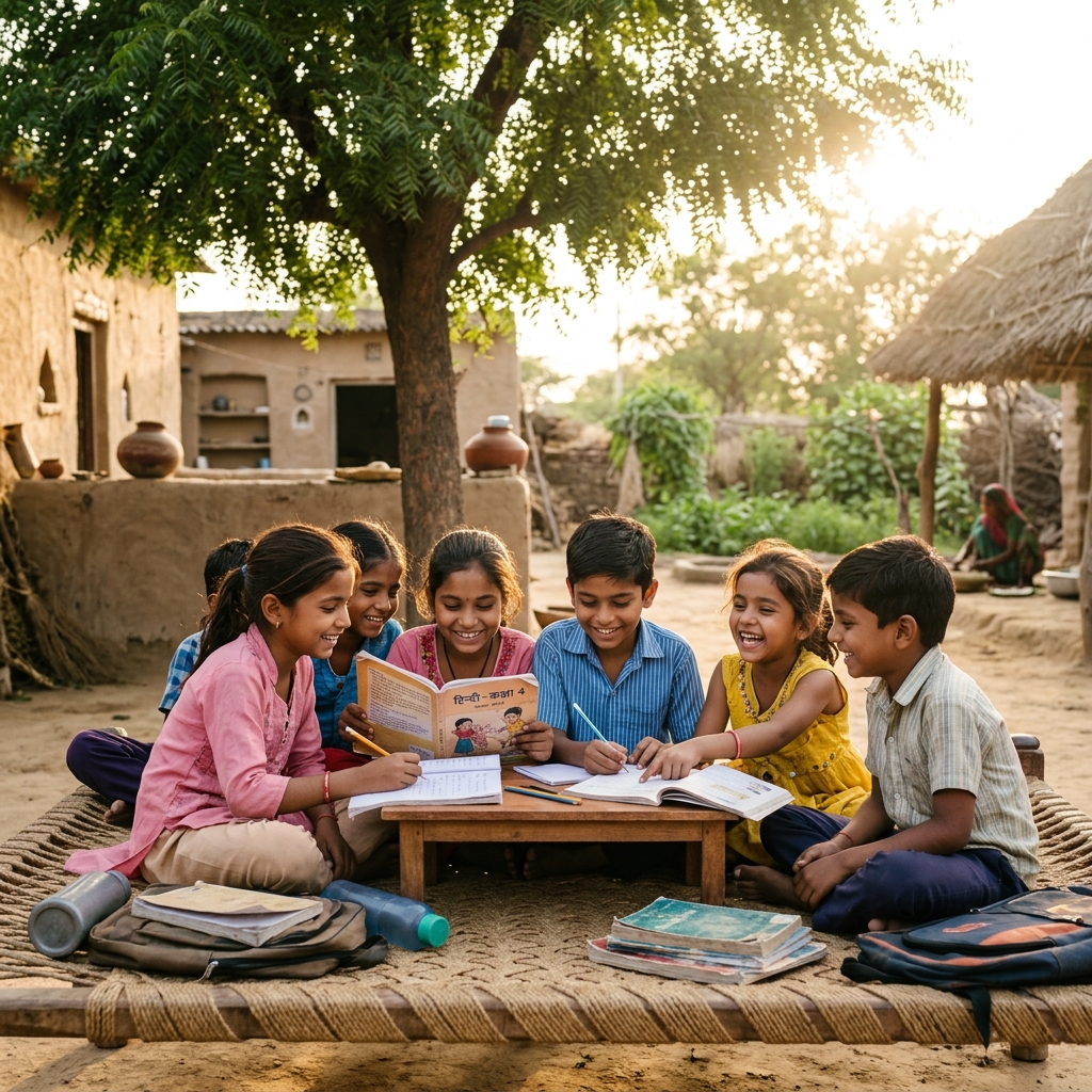 Happy children representing education